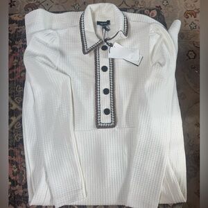 ME+EM Cream Collared Midi Dress. Fit and flare shape.